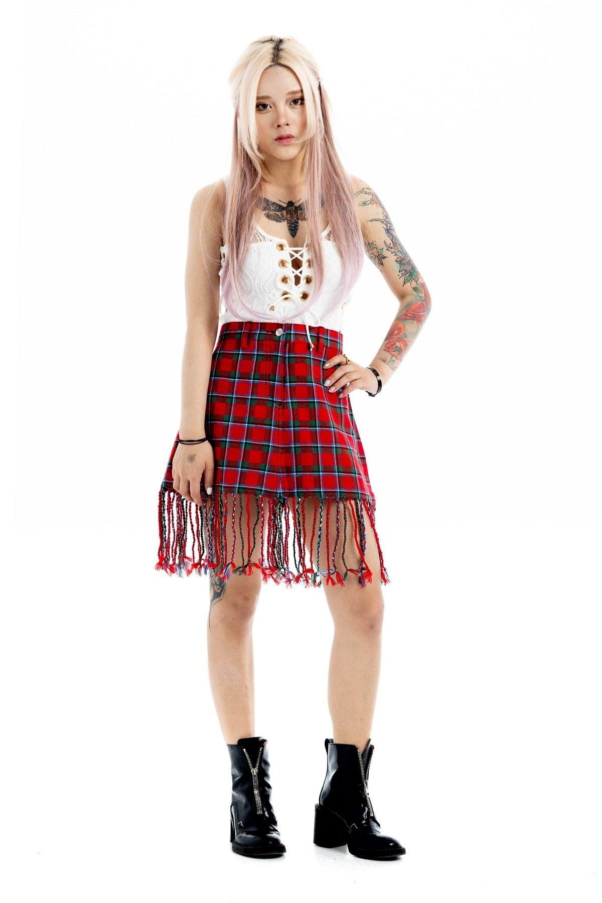 Fringe Tartan Skirt