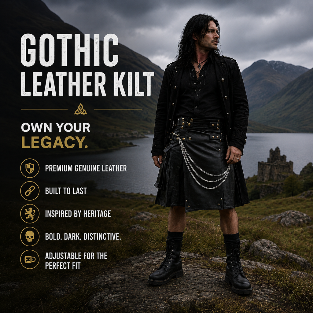 Gothic Utility Leather Kilt for Men