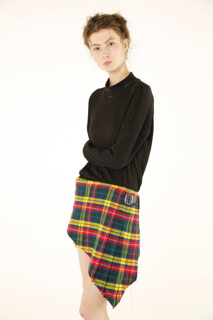 V-Cut Tartan Skirt