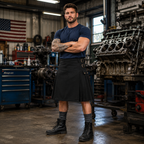 Black Denim Cargo Utility Kilt